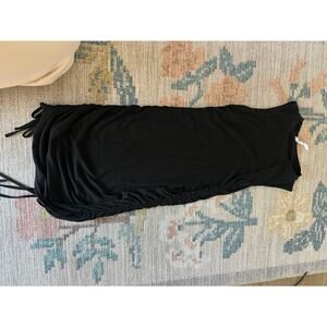 BB Dakota Black Bodycon Ribbed Ruched Mini Dress Size S Party Club Y2K